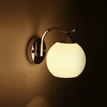 ECOBRT Country style Glass Bedside wall lamps bedroom stainless steel wall lamp lights with E27 Bulb Socket