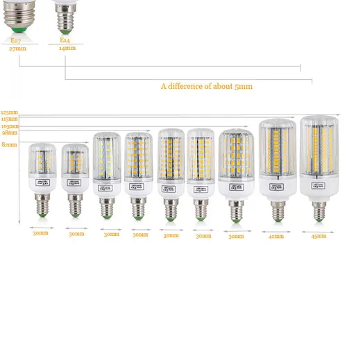 E27 E14 LED 램프 5730 SMD 콘 램프 전구 샹들리에 조명, 220V 24 30 42 64 80LED 7W 12W 15W 20W 25W 2