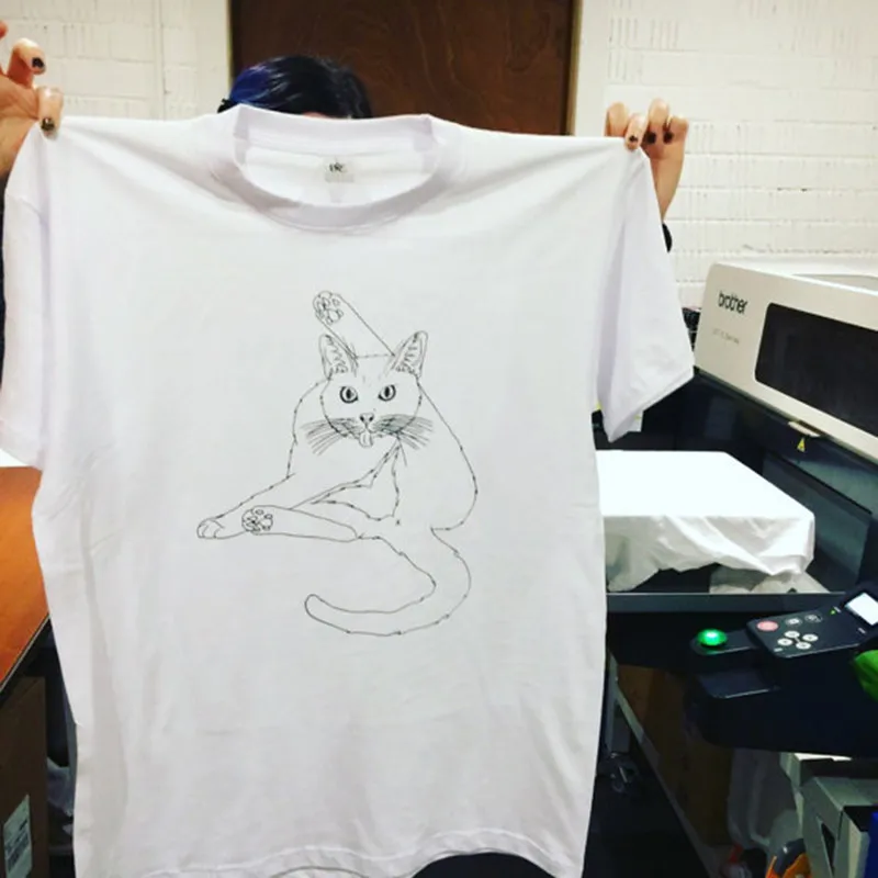 

Harajuku Summer T-Shirt Women Cute Cartoon Cat Print O-neck Loose Tshirt Tops Short-sleeved Casual T-shirts yellow/white Color