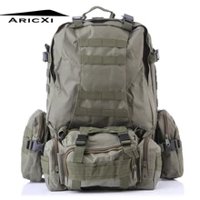 ARICXI 50L Outdoor Military Molle Tactical Bag Rucksack Backpacks Vintage Hiking Camping Camouflage Water Resistant Bags 600D