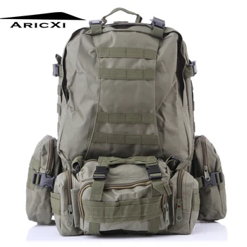 

ARICXI 50L Outdoor Military Molle Tactical Bag Rucksack Backpacks Vintage Hiking Camping Camouflage Water Resistant Bags 600D