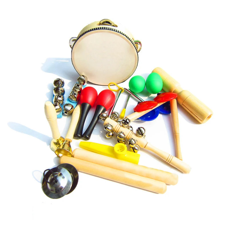 2025 Neu Montessori Holz-Musikinstrumente-Set für Frühkindliche Bildung Tamburin