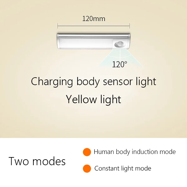 Xiaomi Youpin Wanhuo LED mirror headlamp induction toilet non-punching night lamp charging bedside bedside household bedside 3 - Color: Warm S