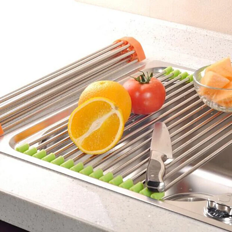 

Multifunctional Sink Storage Dish Drying Rack Holder Fruit Vegetable Drainer Insulation Tool Storage Foldable kitchen tools