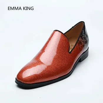 

Luxury Designer Mixed Color Men Oxfords Shoes Round toe Slip On Fashion Party Wedding Shoes Man's Autumn Winter Smoking Loafers