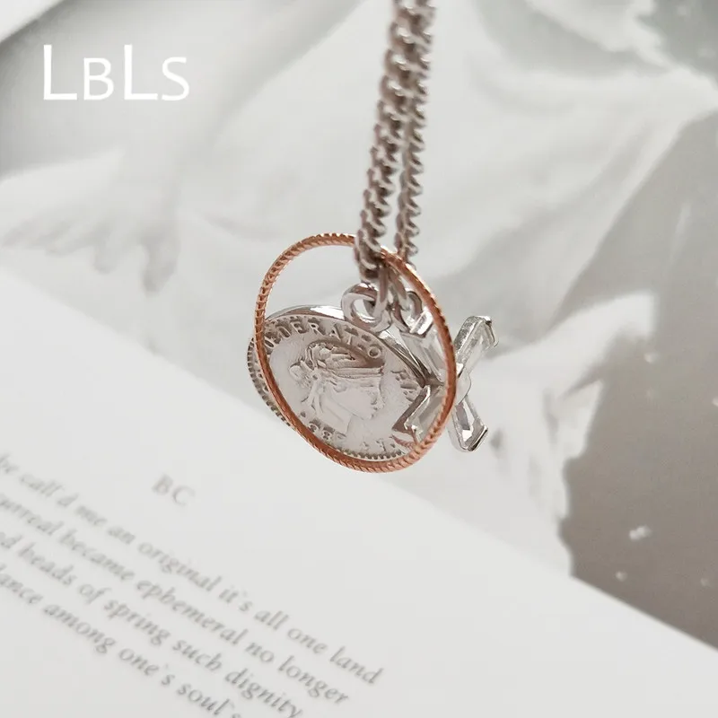 Ожерелье LBLS из серебра 925 пробы с подвеской крестом|pendant woman|round pendantdesigner necklace |