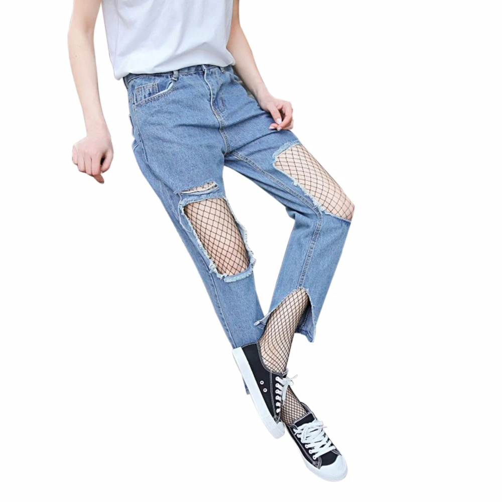 womens ripped ankle grazer jeans