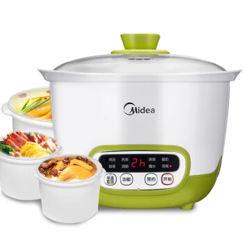 

LK1809 Mini Slow Cooker with 3 Inner Pot 1.6L 9H Reservation Soup Pot Automatic Insulation Stew Cooker Mechanical Control