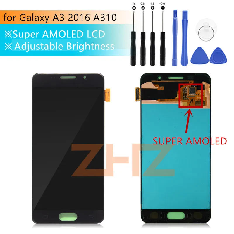 

test SUPER AMOLED For SAMSUNG GALAXY A3 2016 lcd SM-A310F lcd Display Touch Screen Digitizer Assembly a310f amoled repair parts