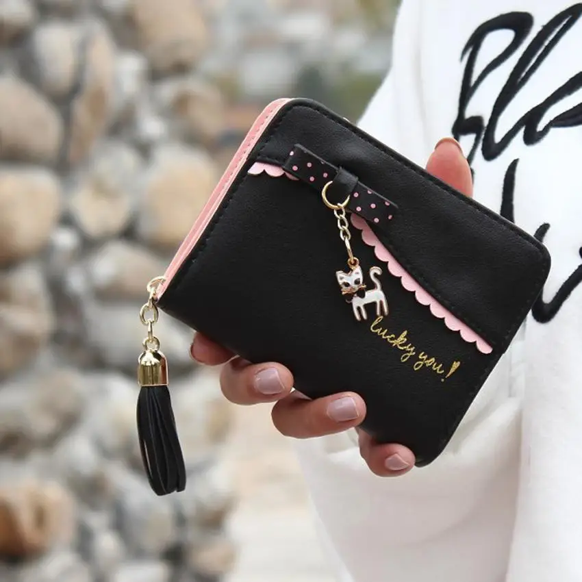 2020 carteras mujer Women Wallets Lady Fashion Cat pendant Mini Grind Magic Bifold Leather Wallet Women's Card Holder Purse 2020 carteras mujer Women Wallets Lady Fashion Cat pendant Mini Grind Magic Bifold Leather Wallet Women's Card Holder Purse