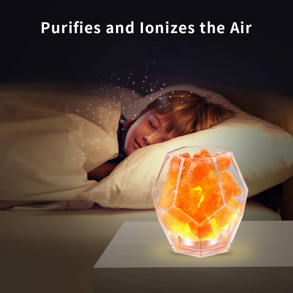 Светодиодный хрустальный Соляной Светильник, атмосферный Ночной светильник, s USB, светильник с регулируемой яркостью, с функцией очистки воздуха