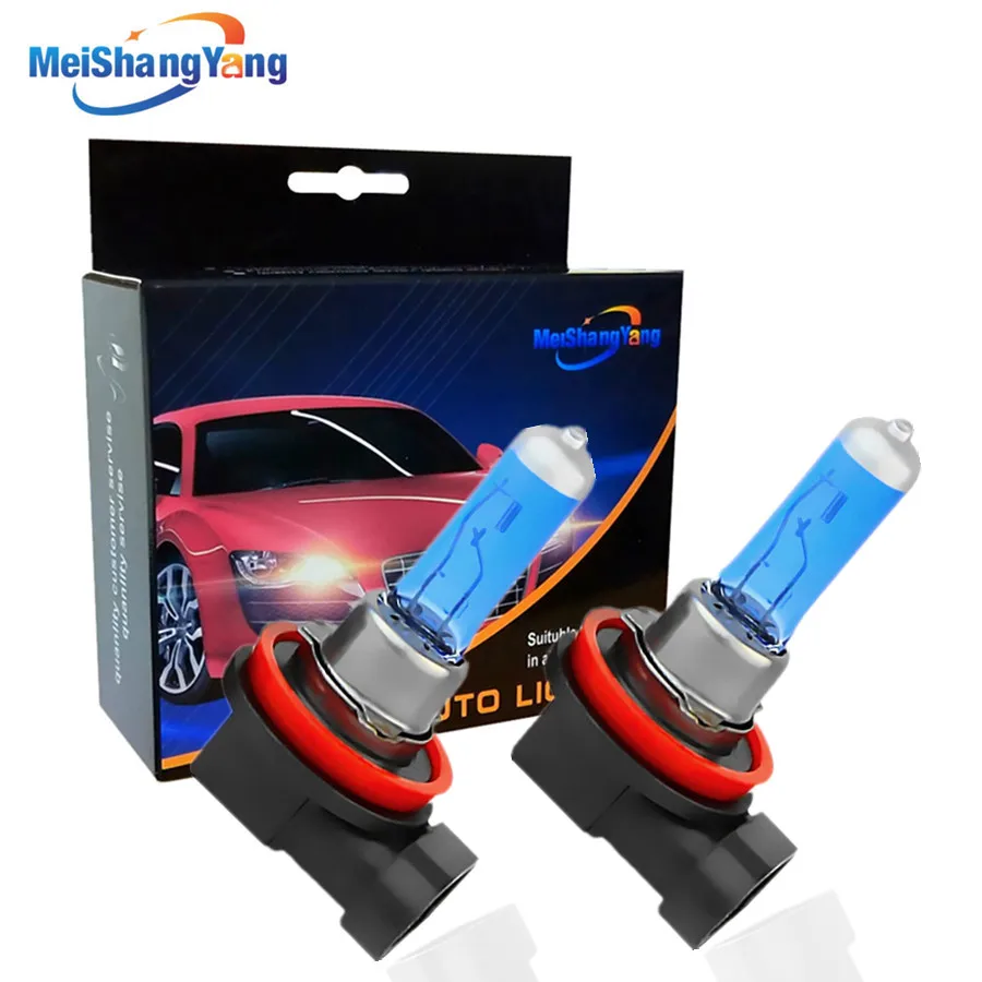 2PCS H11 Halogen Lamp 55W Super Bright White Quartz Glass Car DRL