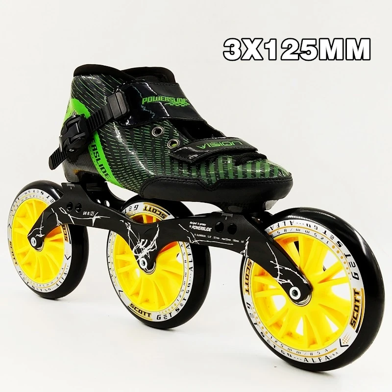 3 عجلات الكربون المهنية سباق سرعة التزلج أحذية النساء الرجال التزلج الأحذية 125 ملليمتر الكبير جولة حذاء تزلج بعجلات الكبار Patine
