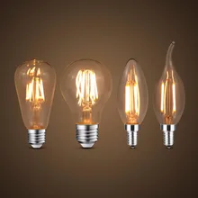 Светодиодный ламп накаливания E27 Ретро Эдисон лампы 220V E14 Винтаж Свеча светильник лампочка Люстра Замена 20 Вт 40 Вт 60 Вт 80 Вт можно использовать энергосберегающую лампу или светодиодную лампочку