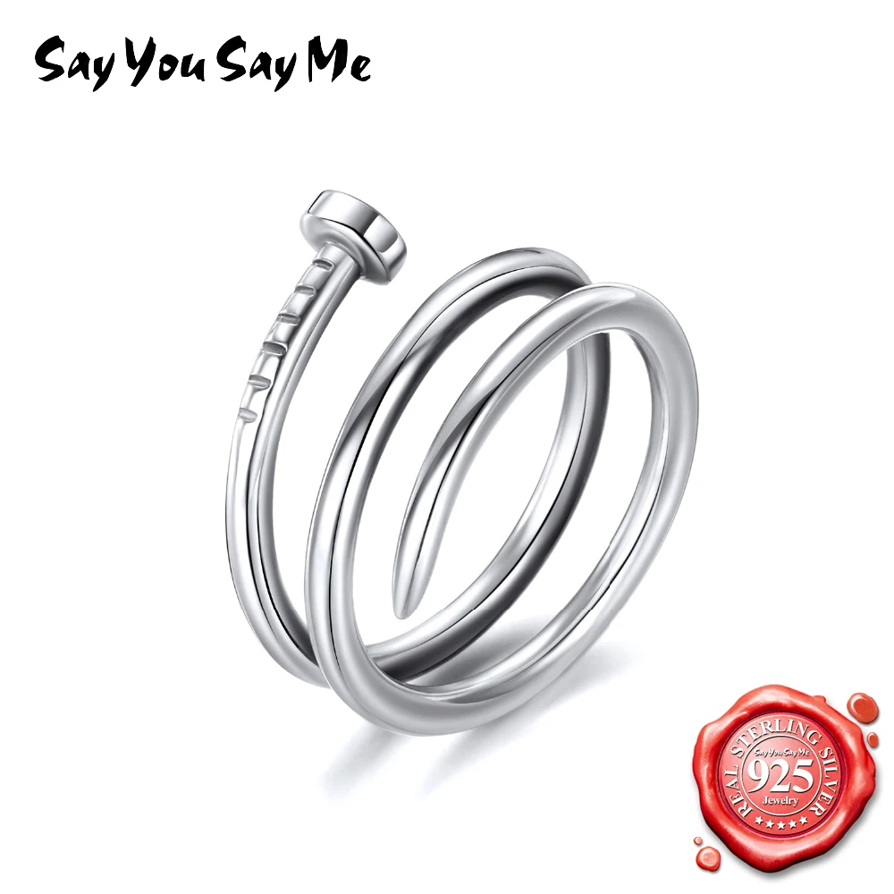 

Say You Say Me 925 Sterling Silver Rings Trendy Twist Nail Silver Ring Accessories For Punk Unisex Gift Dropshipping