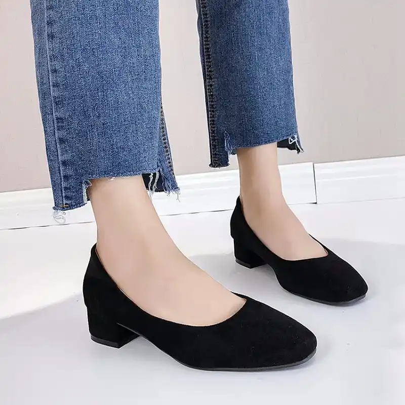 chunky heel slip on shoes