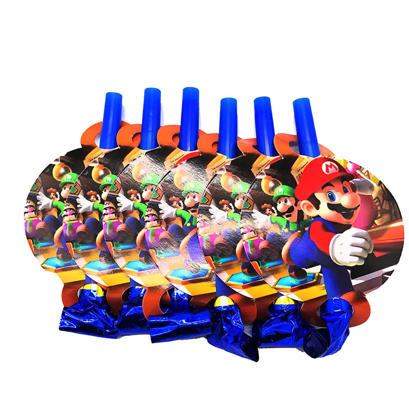 

12PCS/LOT SUPER MARIO BLOWOUTS KIDS BIRTHDAY PARTY DECORATIONS MARIO THEME PARTY FAVORS MARIO BROS THEME BLOWOUT NOISE MAKER