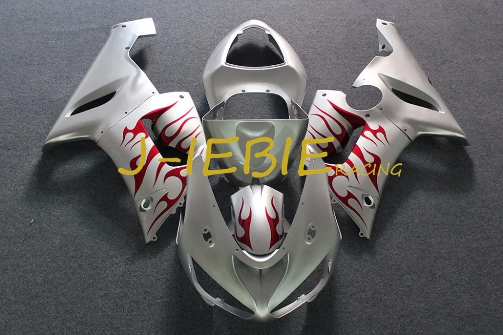 

Silver red Injection Fairing Body Work Frame Kit for Kawasaki NINJA ZX6R ZX6 ZX 6 R 2005 2006