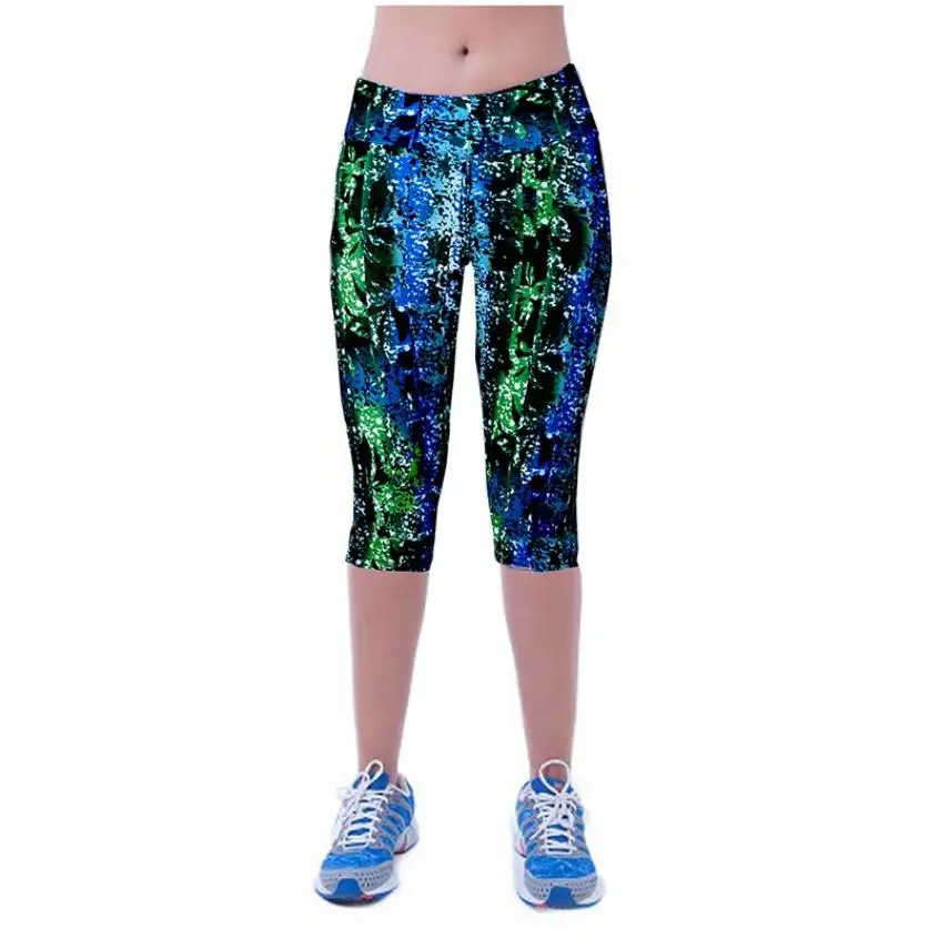 Feitong, сексуальные штаны с 3D принтом, женские быстросохнущие леггинсы для фитнеса, 3/4, брюки, Bayan Tayt Leginsy Damskie, женская одежда для активного отдыха# OR - Цвет: Синий