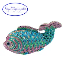 RN хрустальный клатч «рыба» маленький клатч в виде животного кошелек для женщин Свадебные вечерние стразы вечерние сумки