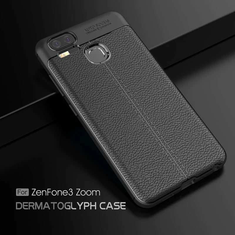 

High Quality Litchi Texture TPU Cases for Asus Zenfone 3 Zoom ZE553KL Z01HDA Cover Silicone Case Zenfone Zoom S Back Cover