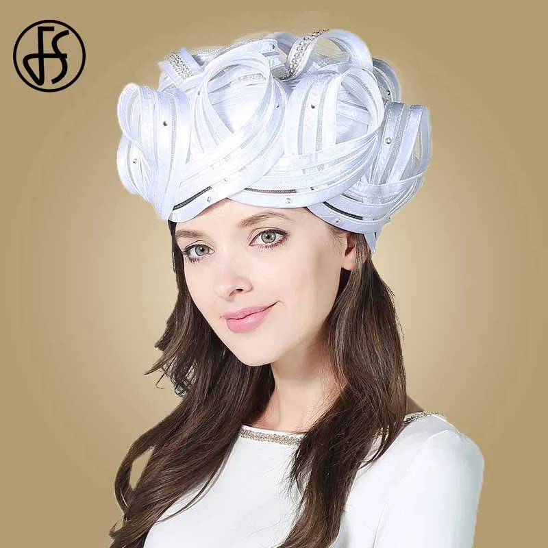 

FS Fascinators White Hat Womens Kentucky Derby Hats Tea Party Wedding Flowers for Lady Church Vintage Pillbox Hats Fedoras