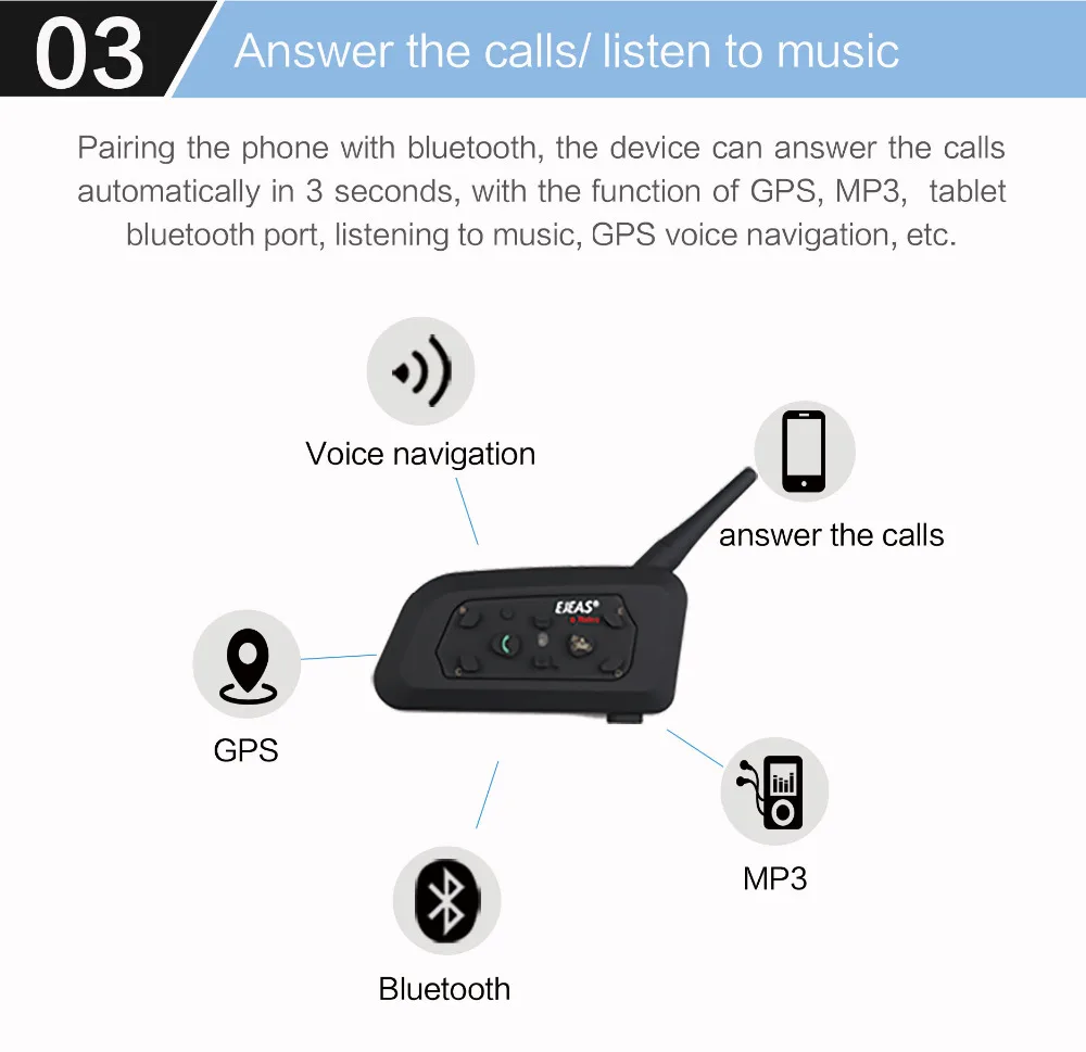 EJEAS V6 Pro Интерком шлем Bluetooth гарнитура 850 мАч Intercomunicador микрофон металлический зажим MP3 gps 1200 м для 6 гонщиков