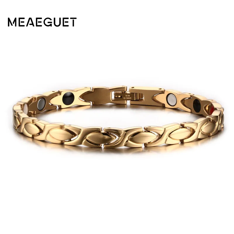 

Meaeguet Gold-Color healthy magnetic bracelets&bangles for men stainless steel bangle bracelet body care jewelry