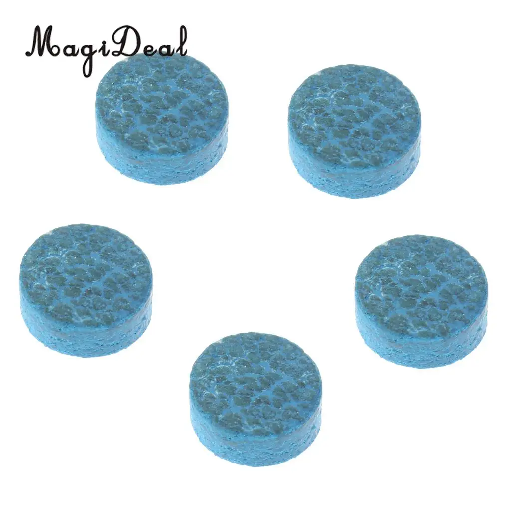 MagiDeal Professional 5Pcs 10mm Royal Blue Diamond Leather Glue-on Snooker Pool Billiard Cue Tips Repair Billiard Tool Accessory