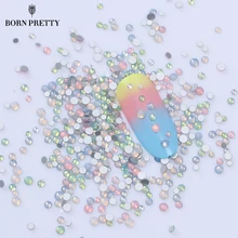Multi size Opal Rhinestone 3D Nail Decoration Colorful Flat Bottom Non HotFix Stud 1g Charms Manicure