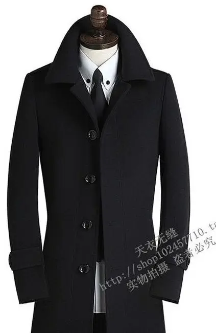 Новое поступление, шерстяное большое тепловое модное мужское пальто, мужское шерстяное пальто, большие размеры, S M L XL 2XL, 3XL 4XL 5XL 6XL 7XL 8XL 9XL - Цвет: black