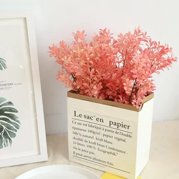 

High quality artificial plant simulation plant leaf creative plastic pink plant home bedroom wedding new year decoration 10pcs