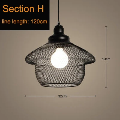 Section H with bulb Ретро промышленный ветер железная клетка люстра бар Лофт творческая личность ресторан кафе/бар/окно/Лофт люстра - Цвет корпуса: Section H with bulb