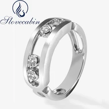 France Popular Jewelry Pure 925 Sterling Silver Move Wedding Ring For Women Three Move Stone Wedding Ring Best Gift Bague bocai silver 925 silver butterfly ring gently move as the moment flew into your eyes