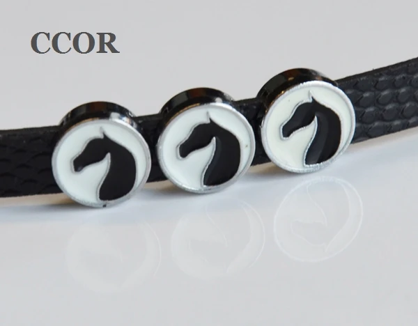 

Free Shipping, 20PCS 8MM Enamel Horse Head Slide Charms Slide Letters Fit 8mm Wristbands, Belts
