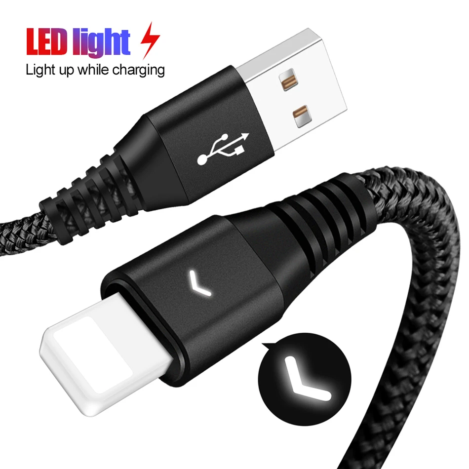 

Micro USB Type C Cable 2.4A Fast Charging LED USB Data Cable For iPhone Xiaomi Samsung Huawei Mobile Phone USB Charger Cord Wire