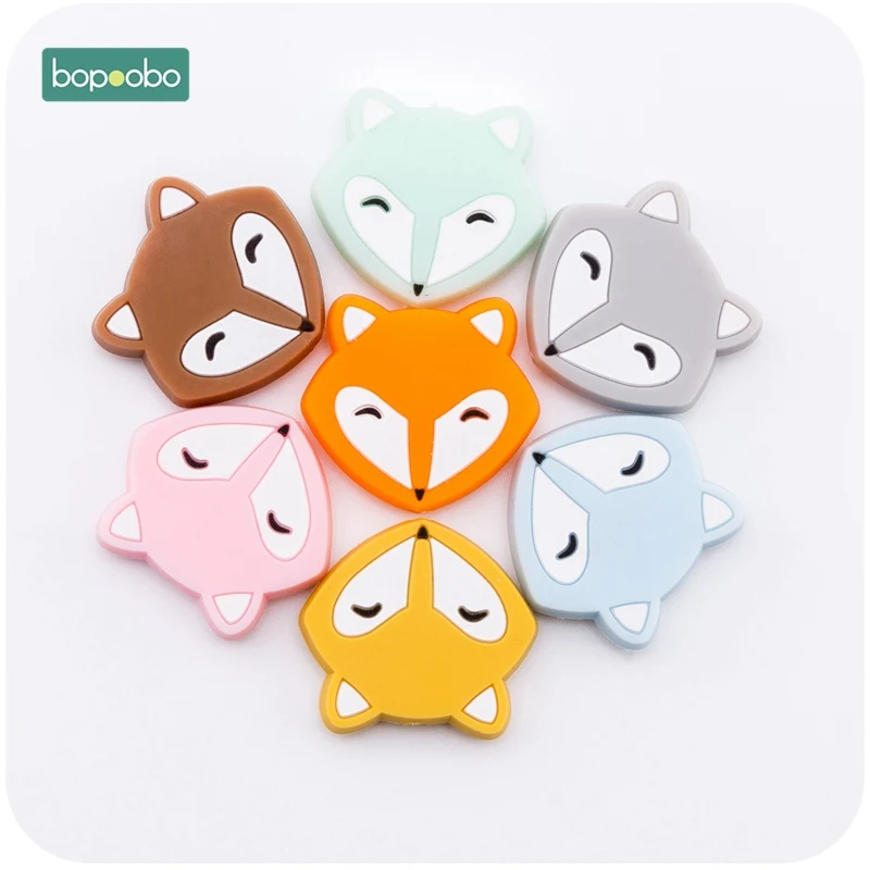 

Bopoobo 20pc Mini Silicone Fox Bead Teethers DIY For Baby Rattle Pacifier Clip BPA Free Chew Silicone Soft Baby Shower Toys Gift