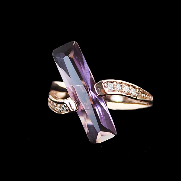 Luxury Brand Fashion Jewelry Gold Color With Rhinestone Purple Stone