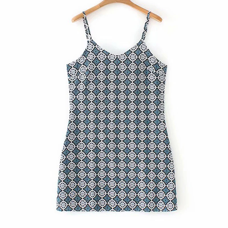 Women's Clothing Dress 2019 Polyester Ethnic Style Printed Sling V-Neck Dress Ms Summer Street Slim Fit Temperament Clothing
