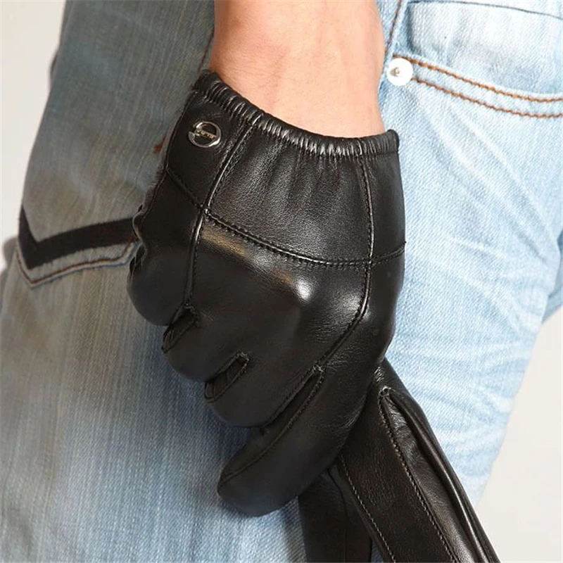 Goatskin Специальное предложение короткие стильные мужские перчатки на запястье эластичные из натуральной кожи модные кожаные перчатки для вождения EM004PN-5