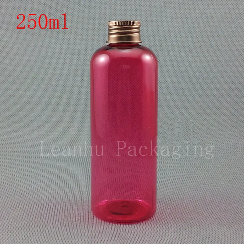 

250ML Red Round Plastic Bottle Screw Cap , 250CC Empty Cosmetic Container , Lotion / Shampoo Packaging Bottle ( 24 PC/Lot )