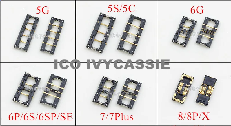 Для iPhone 5 5S 5C SE 6 6G 6Plus 6S 6SP 7 7Plus 8 8Plus X XS XR Max батарея FPC Коннектор с зажимом на плате