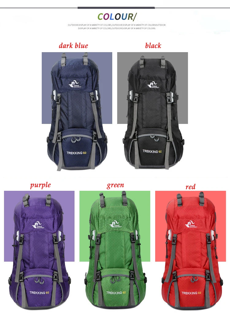 60л водонепроницаемый полиэфирный уличный рюкзак для путешествий, рюкзак, спортивная сумка с дождевиком, походный рюкзак Mochila