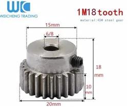 1 шт. зубчатая шестерня 18 т 18 зубьев мод 1,5 м диаметр 8 мм 10 мм 12 мм зубчатая шестерня положительная Шестерня 45# сталь CNC Трансмиссия RC