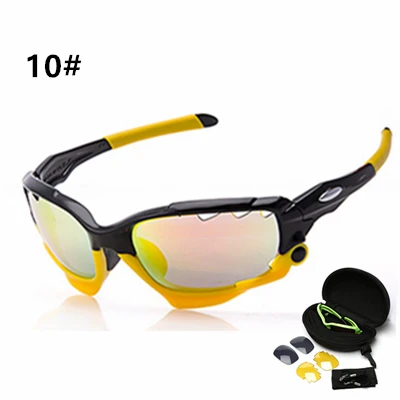 Очки для велоспорта, спортивные солнцезащитные очки для велоспорта для мужчин и женщин, UV400 Breaker, MTB, велосипедные очки, велосипедные очки, 3 линзы, поляризационные - Цвет: 10
