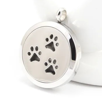 

Stainless Steel dog paw dog lover Essential Oil Diffuser Perfume Locket Pendant