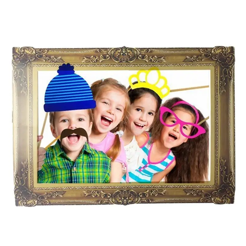 

DIY Paper Picture Frame Cutouts Antique Photo Booth Props for Wedding Birthday Party (Gold)