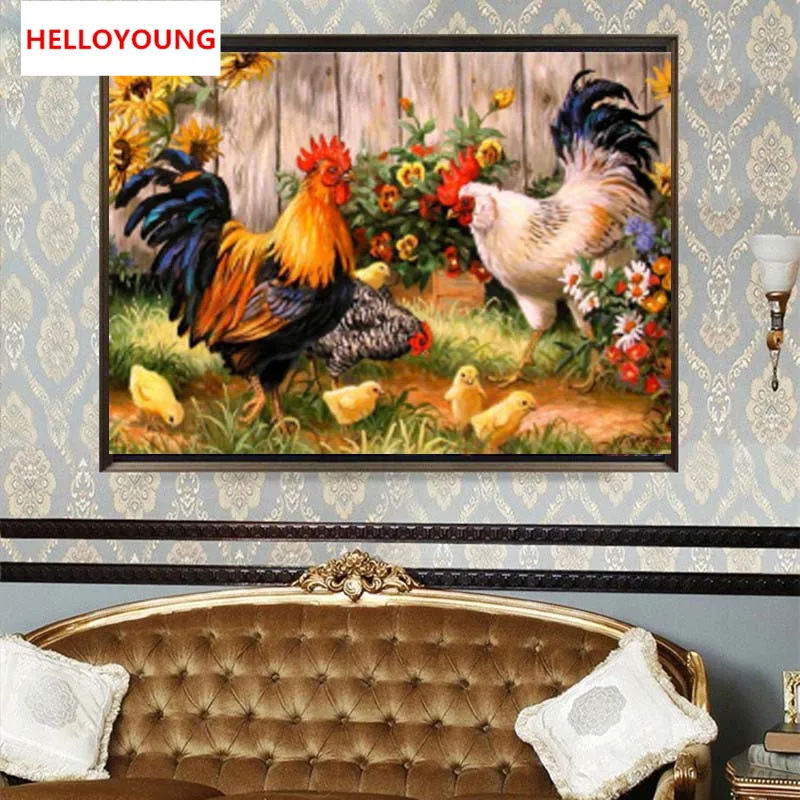 

YGS-203 DIY 5D Full Diamond Embroidery Peasant henhouse Round Diamond Painting Cross Stitch Kits Diamond Mosaic Home Decoration