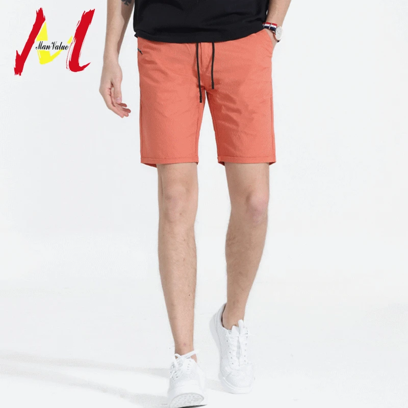 Manvalue новые летние Корейский стиль Для Мужчин's облегающие шорты Для Мужчин's, со средней талией с эластичной резинкой на талии обучение узкие шорты в повседневном стиле