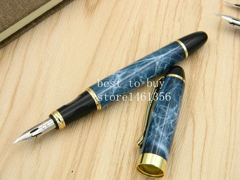 JINHAO X450 г перо цвета слоновой кости белый красный синий круглый корпус английский погружение в воду каллиграфия медная перьевая ручка - Цвет: blue marble